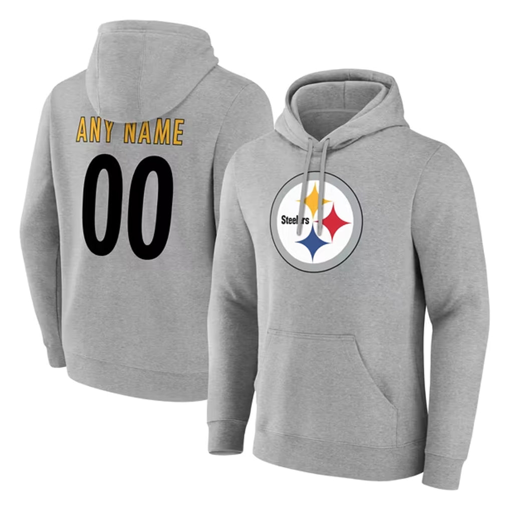 MyBoyd Custom P.Steelers Gray LOGO Pullover Hoodies Limited Any Name & Numbers Stitched Jerseys