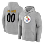 MyBoyd Custom P.Steelers Gray LOGO Pullover Hoodies Limited Any Name & Numbers Stitched Jerseys