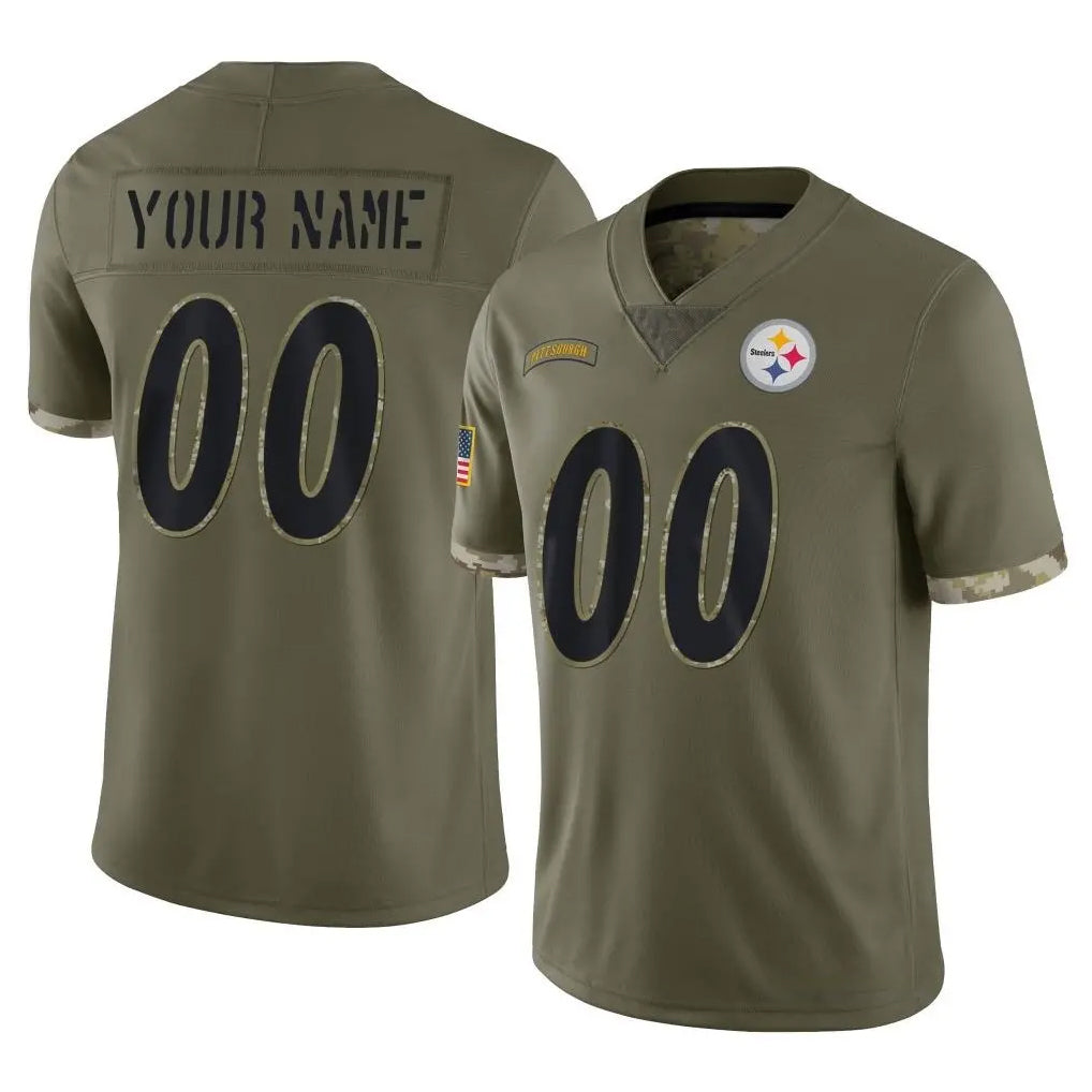 MyBoyd Custom P.Steelers Olive Limited Salute To Service Home Game Any Name & Numbers Stitched Jerseys