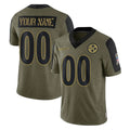MyBoyd Custom P.Steelers Olive Salute To Service Limited Game Any Name & Numbers Stitched Jerseys