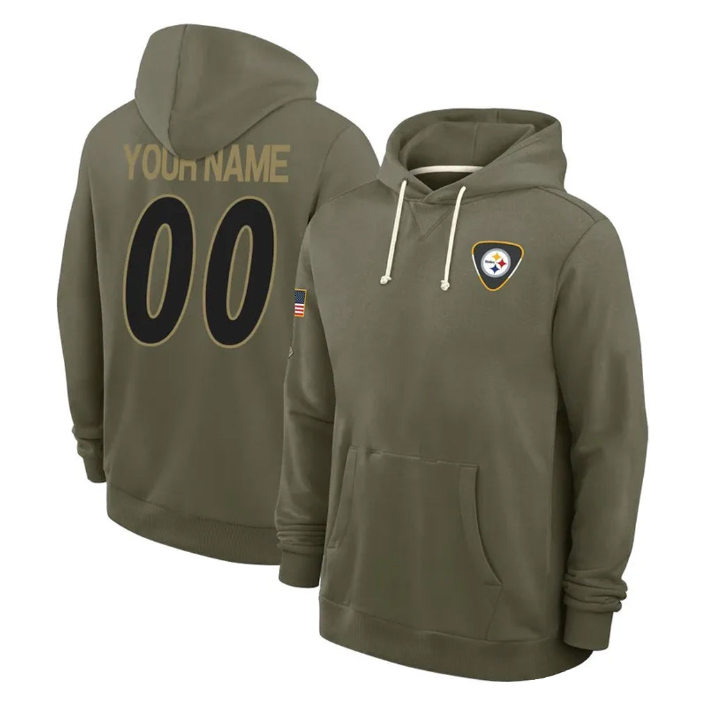 MyBoyd Custom P.Steelers Olive Salute to Service Pullover Hoodies Limited Any Name & Numbers Stitched Jerseys