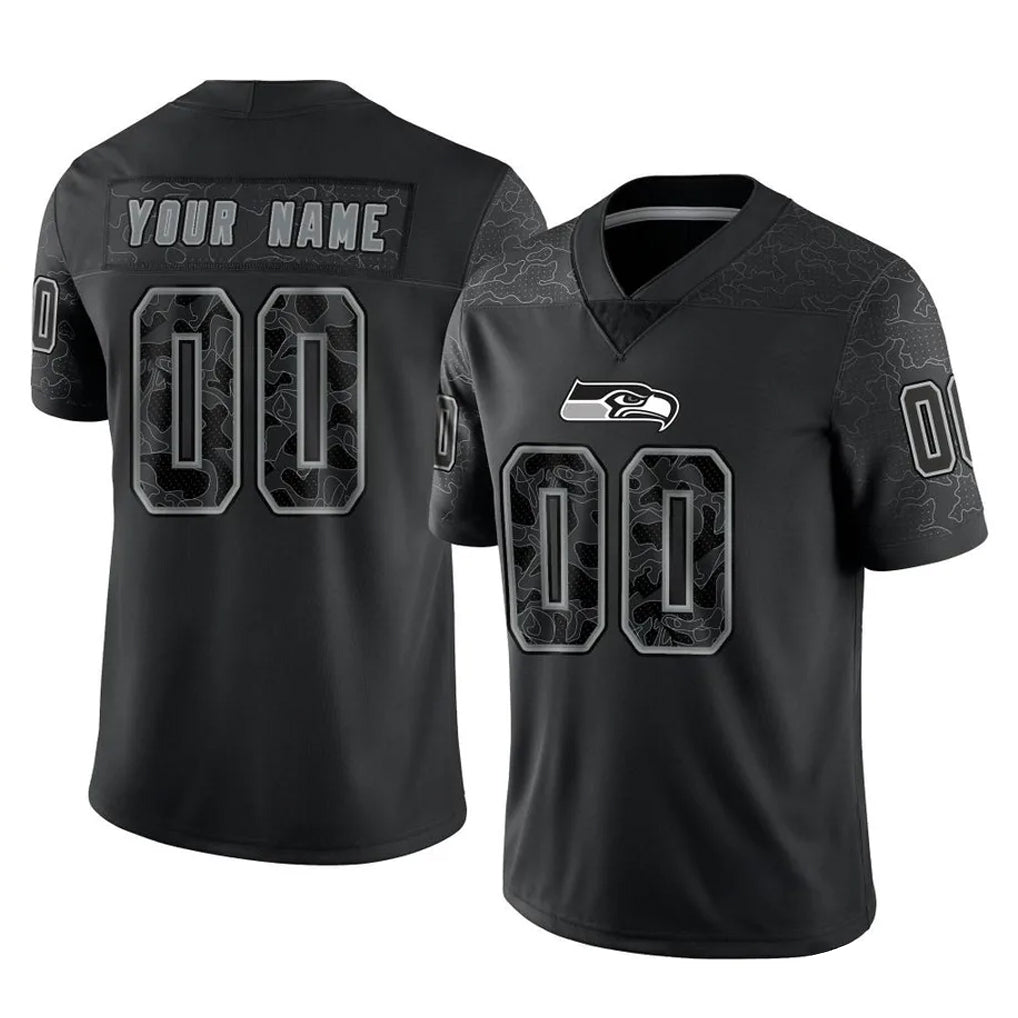 MyBoyd Custom S.Seahawks Black Limited Reflective Home Game Any Name & Numbers Stitched Jerseys
