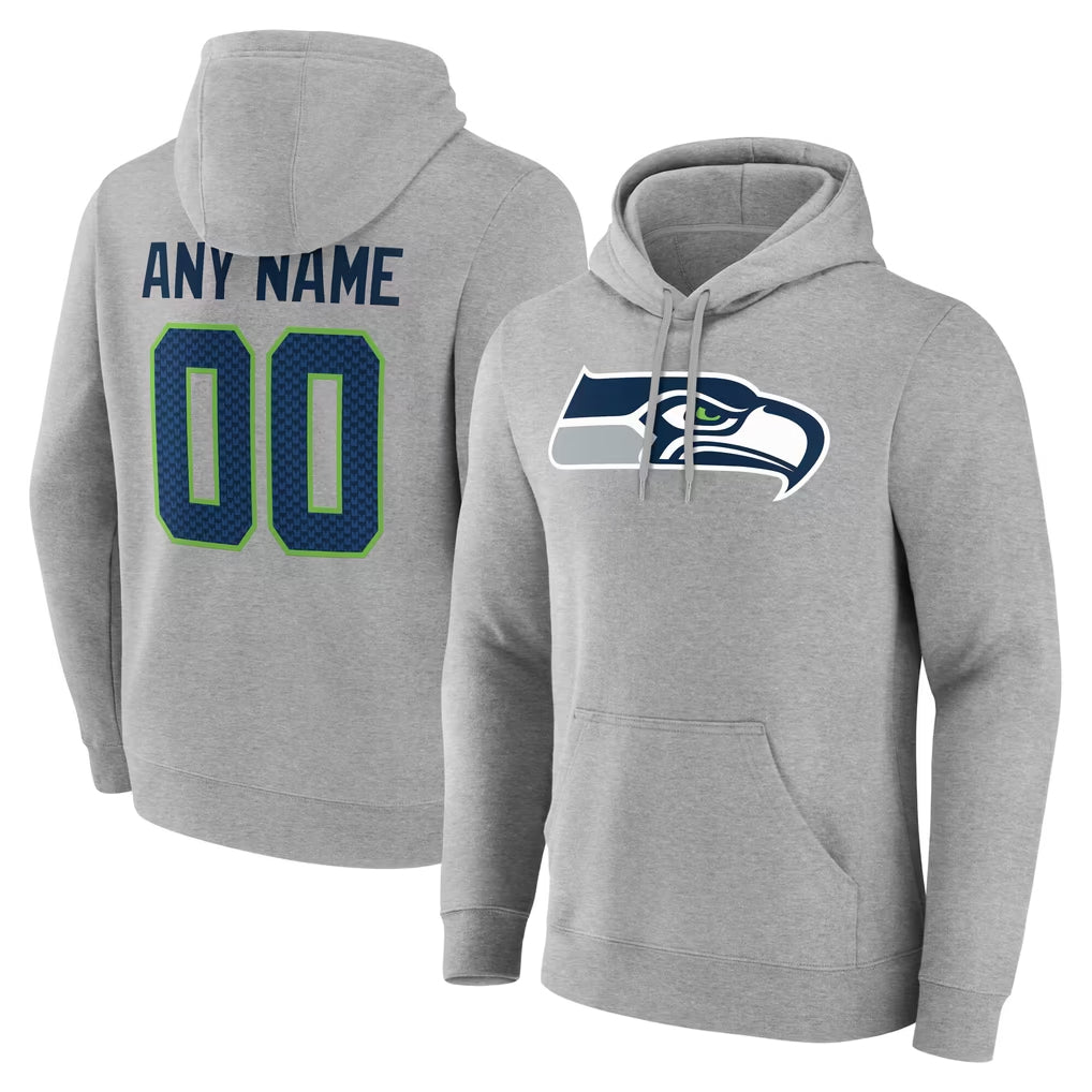 MyBoyd Custom S.Seahawks Gray LOGO Pullover Hoodies Game Any Name & Numbers Stitched Jerseys