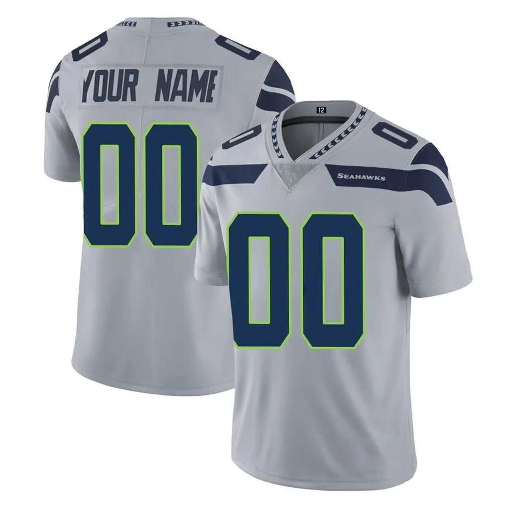 MyBoyd Custom S.Seahawks Gray Limited Vapor Untouchable Home Game Any Name & Numbers Stitched Jerseys