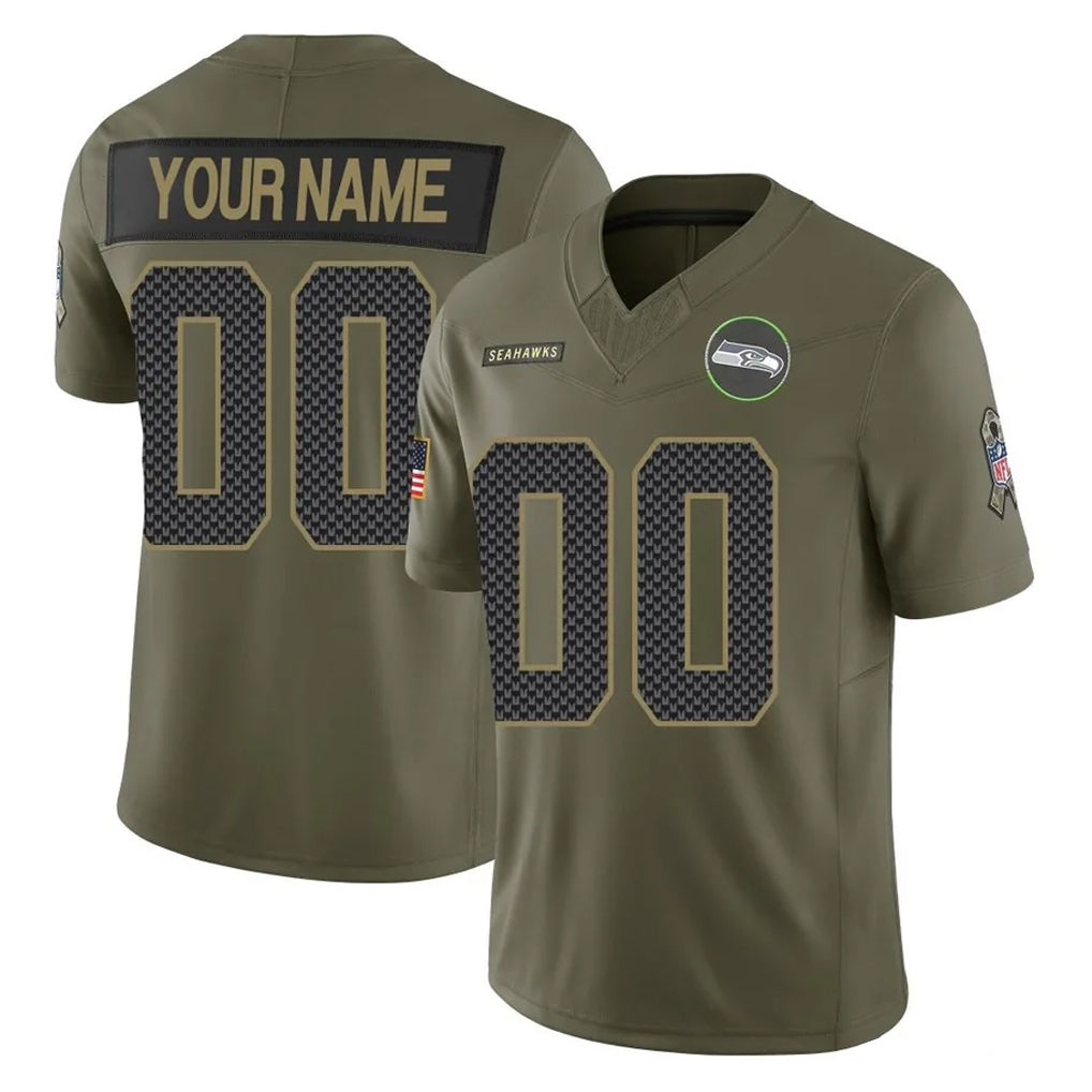 MyBoyd Custom S.Seahawks Olive 2025 Salute To Service Limited Home Game Any Name & Numbers Stitched Jerseys