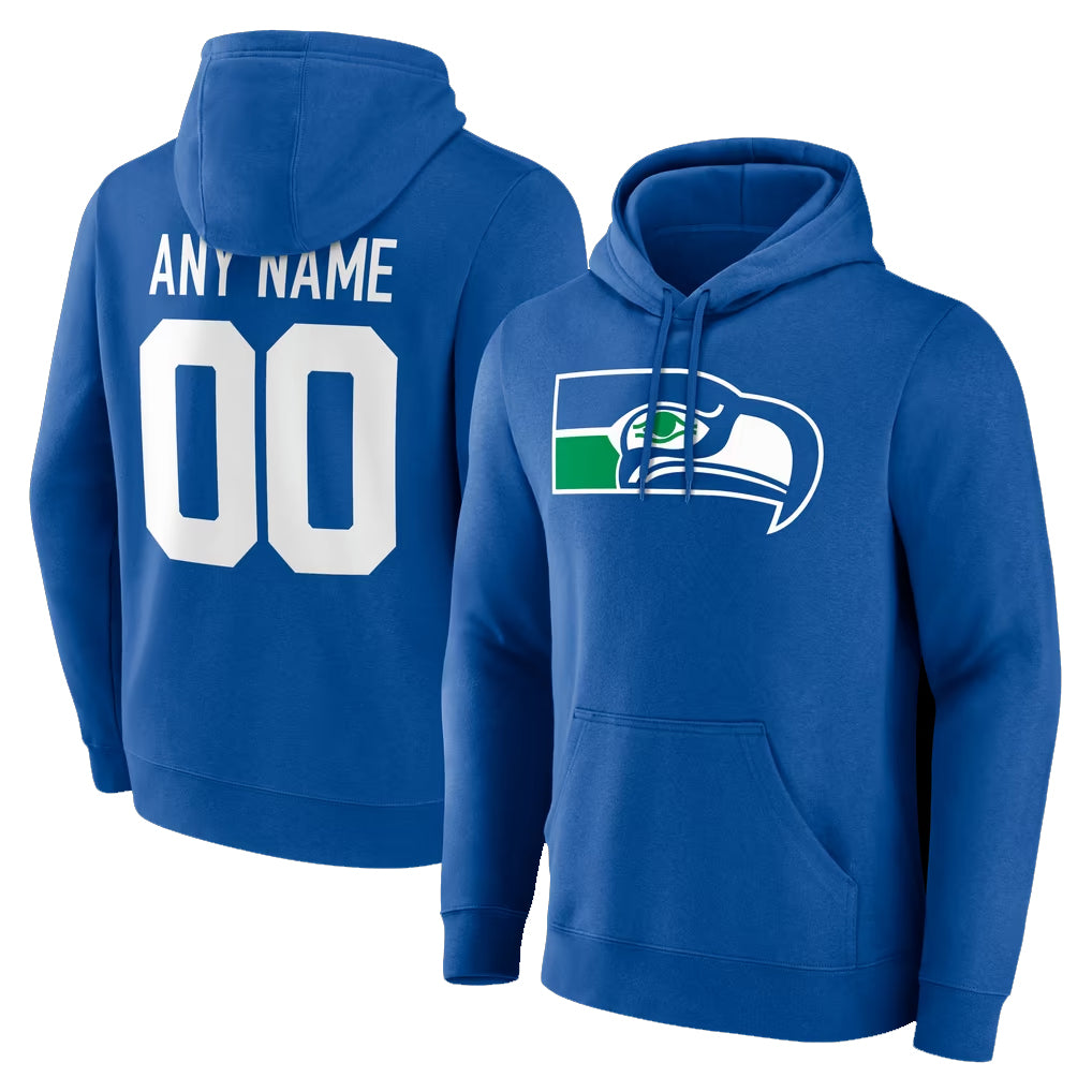 MyBoyd Custom S.Seahawks Royal LOGO Pullover Hoodies Game Any Name & Numbers Stitched Jerseys