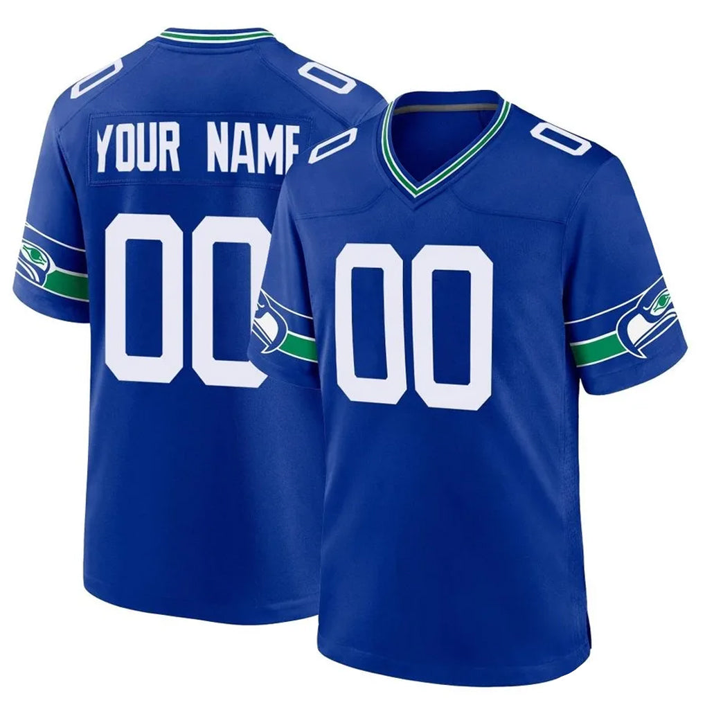 MyBoyd Custom S.Seahawks Royal Throwback Home Game Any Name & Numbers Stitched Jerseys