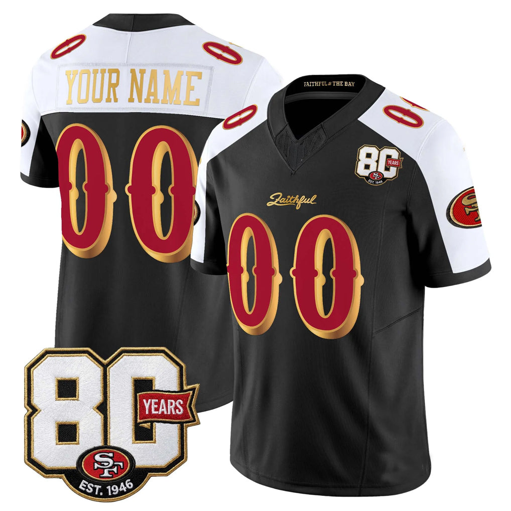 MyBoyd Custom SF.49ers Black-White Limited 80th Rivalries Collection Home Game Any Name & Numbers Stitched Jerseys