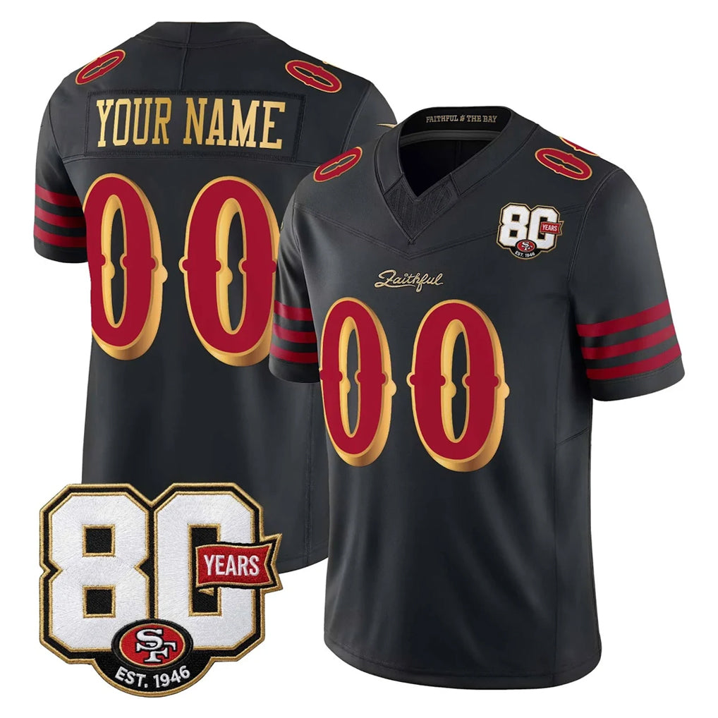 MyBoyd Custom SF.49ers Black Limited 80th Rivalries Collection Home Game Any Name & Numbers Stitched Jerseys