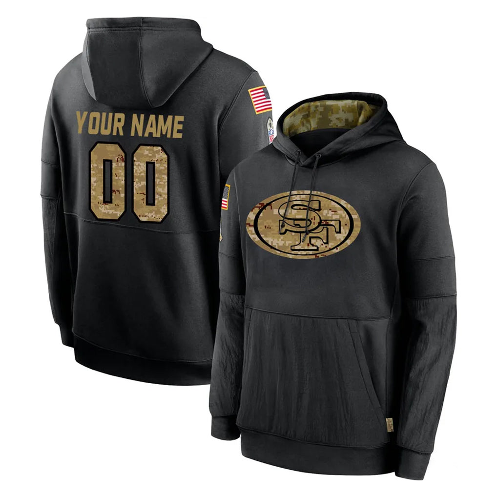 MyBoyd Custom SF.49ers Black Salute to Service Sideline Performance Pullover Hoodies Home Game Any Name & Numbers Stitched Jerseys