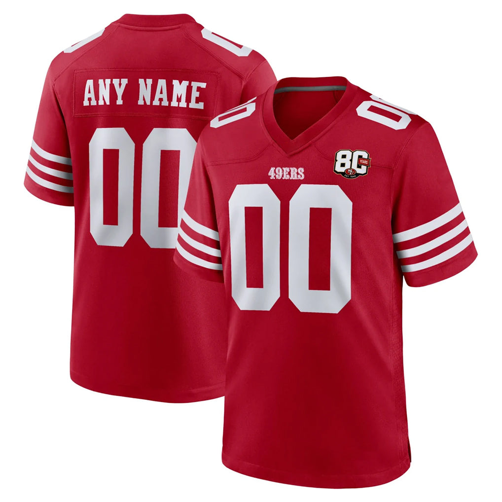 MyBoyd Custom SF.49ers Red 80th Game Home Any Name & Numbers Stitched Jerseys