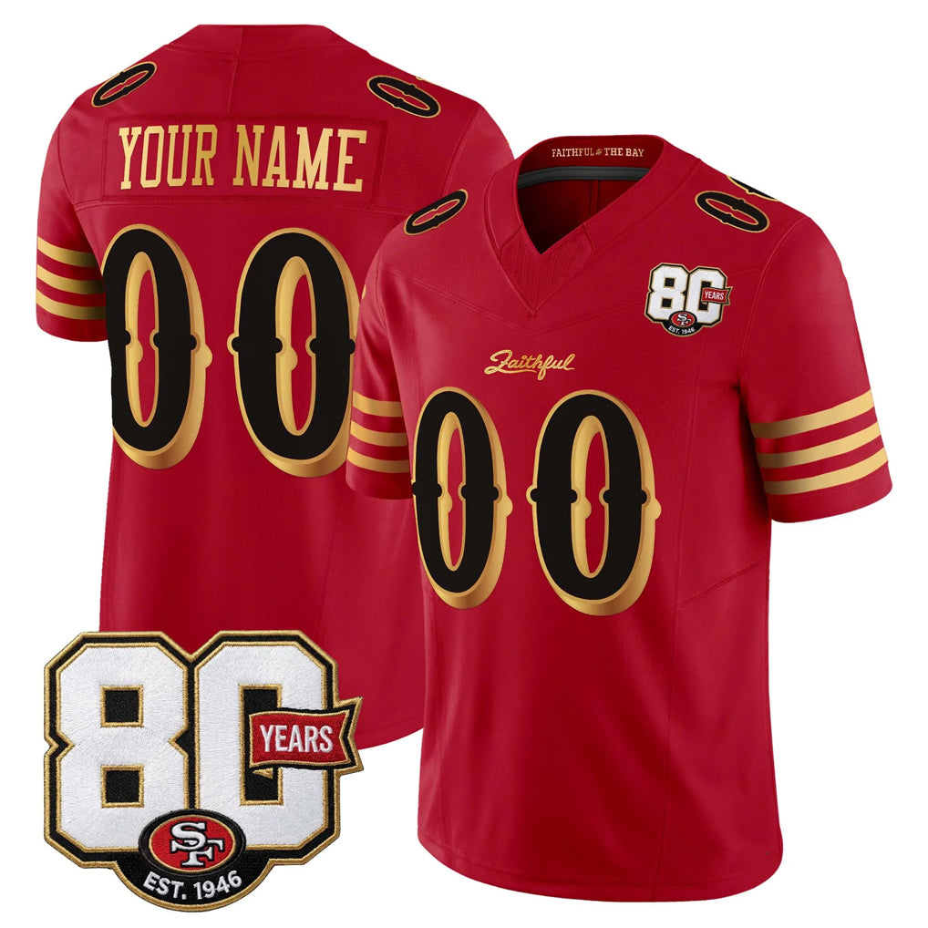 MyBoyd Custom SF.49ers Red Limited 80th Rivalries Collection Home Game Any Name & Numbers Stitched Jerseys