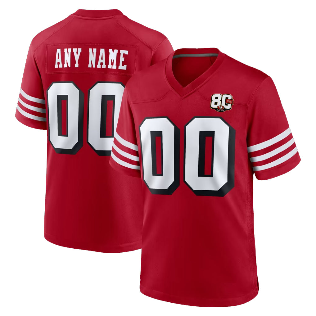 MyBoyd Custom SF.49ers Red Limited Alternate 80th Vapor Home Game Any Name & Numbers Stitched Jerseys