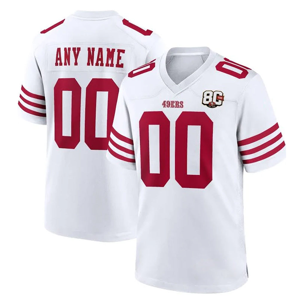 MyBoyd Custom SF.49ers White 80th Game Home Any Name & Numbers Stitched Jerseys