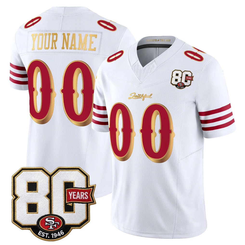 MyBoyd Custom SF.49ers White Limited 80th Rivalries Collection Home Game Any Name & Numbers Stitched Jerseys