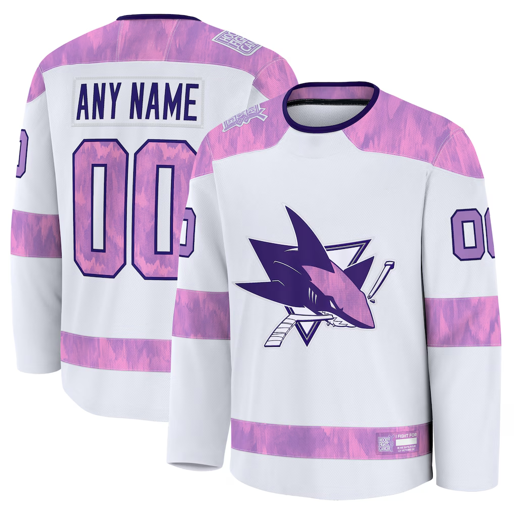 MyBoyd Custom SJ.Sharks White 2024 Hockey Fights Cancer Practice Jerseys
