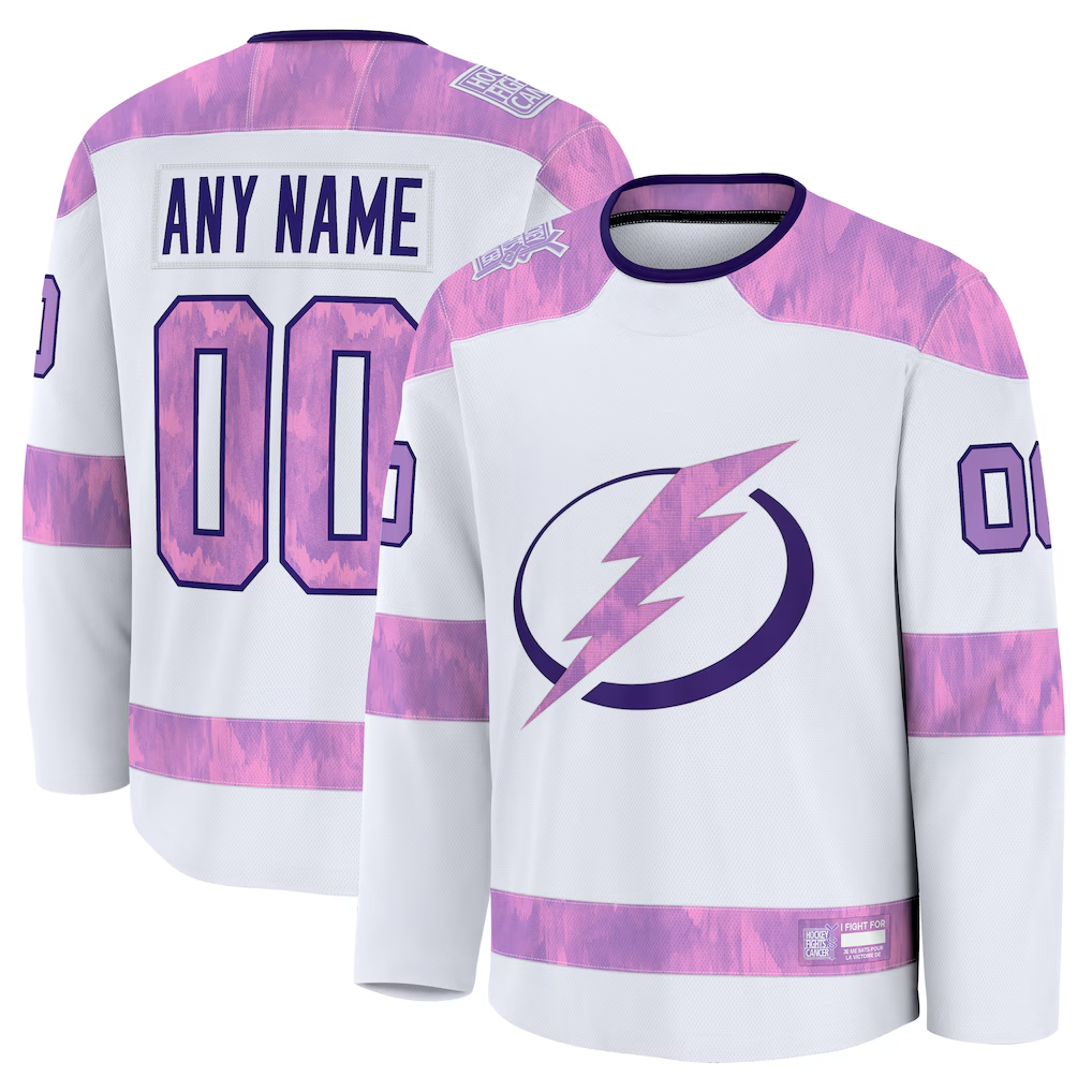 MyBoyd Custom TB.Lightning White 2024 Hockey Fights Cancer Practice Jerseys