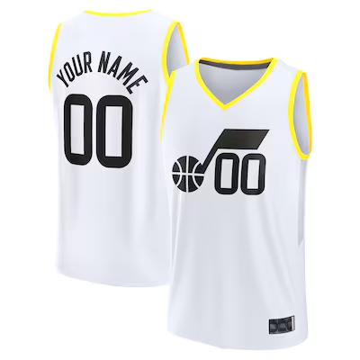 MyBoyd Custom U.Jazz White Fast Break Replica Stitched Jerseys - Association Edition -1