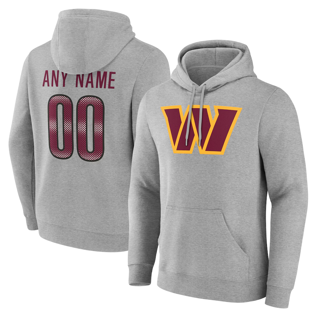 MyBoyd Custom W.Commanders Gray Team Authentic Personalized Name & Number Hoodie Stitched Jerseys